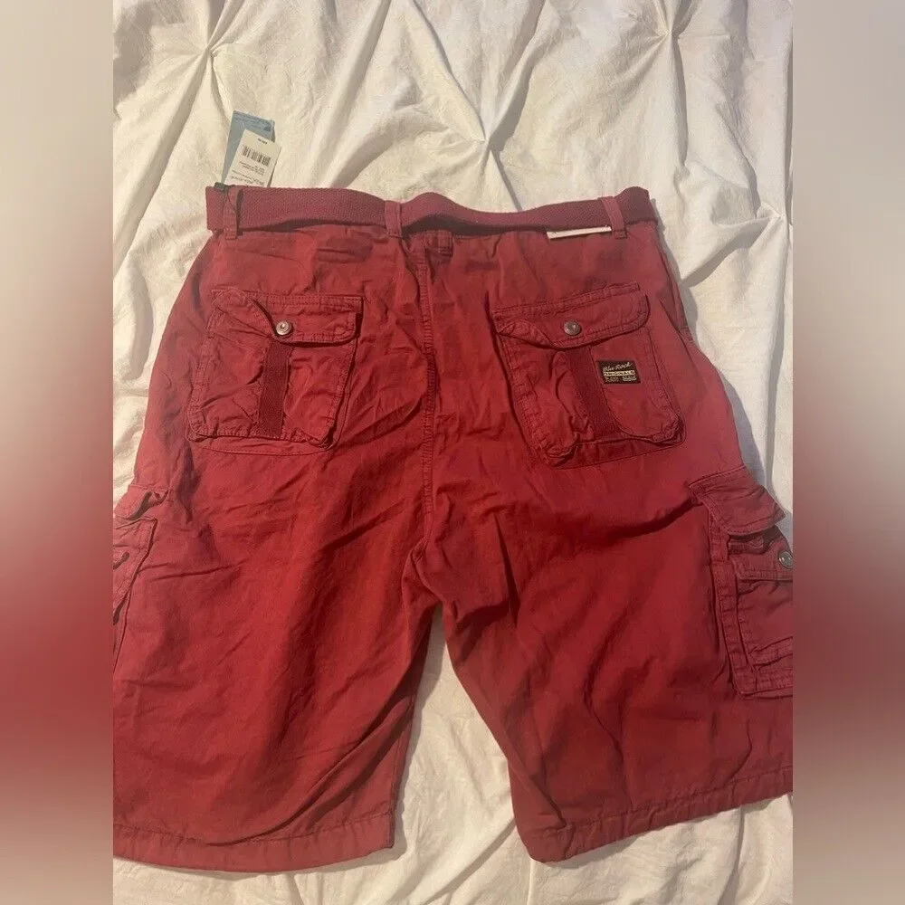 Brand new burgundy cargo shorts size‎ 36 with belt